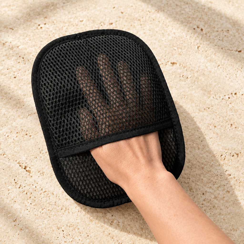 Close detail of the Ars Care Grooming Mitt
