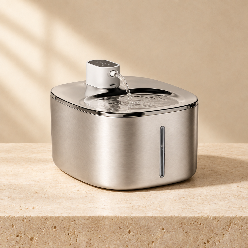 Ars Flow Classic Fountain on warm travertine