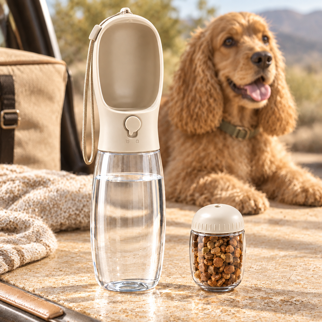Ars Walk AquaGo bottle and detachable food pod with treats