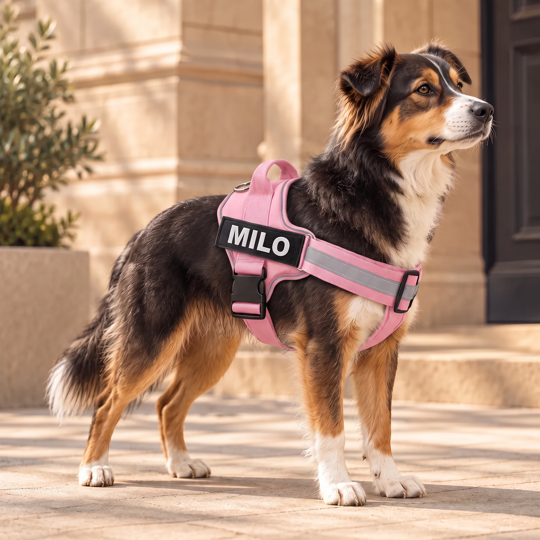 Pink Ars Walk Personalised Signature Harness with the name MILO